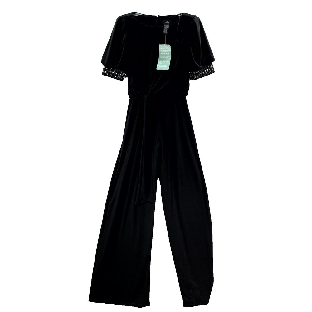 MSK Jumpsuit Womens Small Stretch Embellished Cuff‎ Wide Leg Minimalist Office